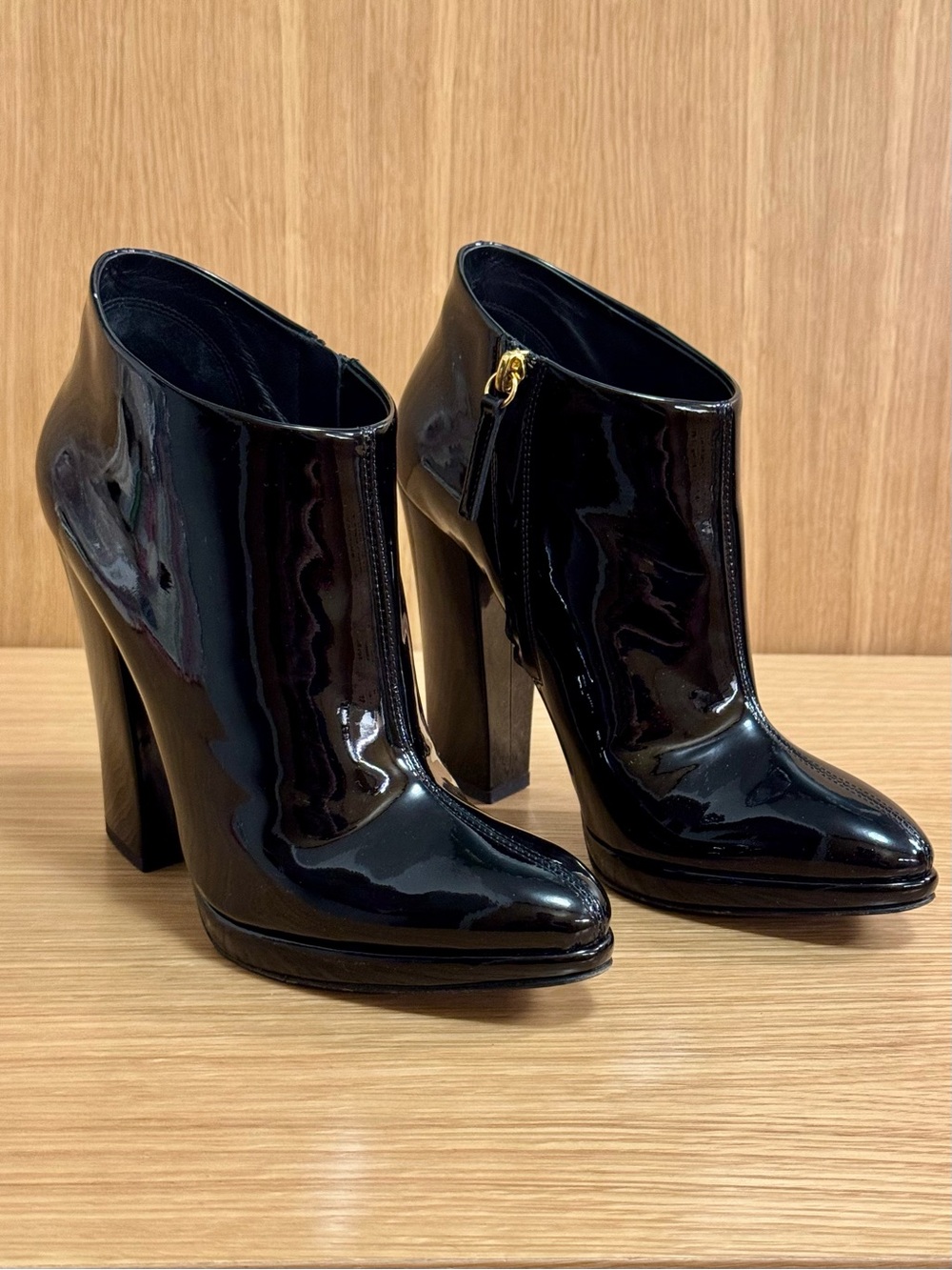 Giuseppe Zanotti Black Patent Leather High-Heel Ankle Boots Women’s EU 38 / US 8